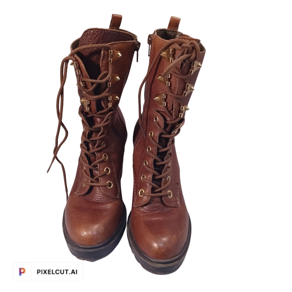 Lace Up "Guess" Boots Brown w/brass hardware